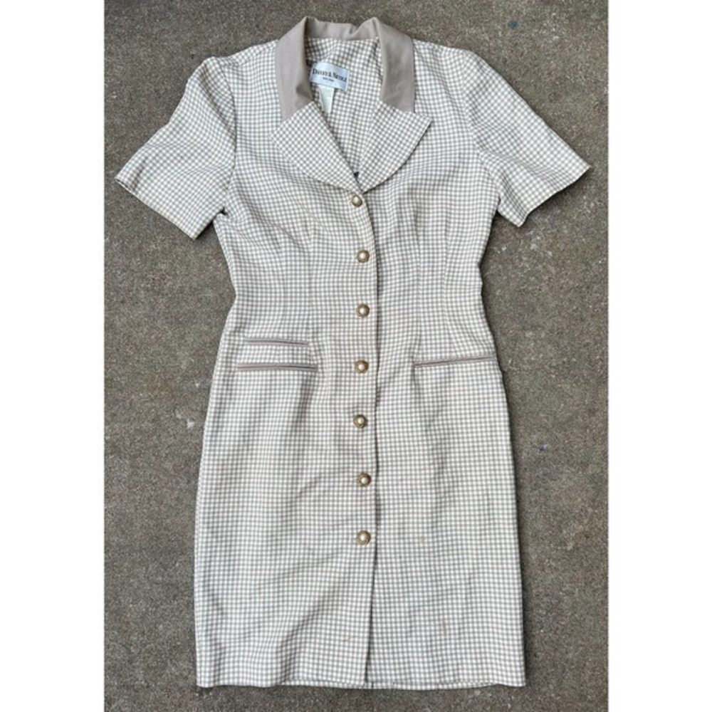 Vintage Danny And Nicole New York Womans Dress 8 Chic Button Knee Length Gold